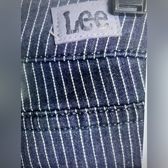 Lee Womens Straight Leg Mid Rise Blue Striped Regular Fit Jeans Size 12 - Picture 3 of 10